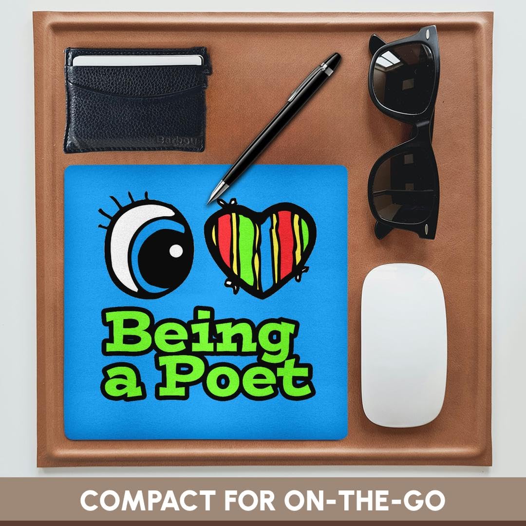3dRose LLC 8 x 8 x 0.25 Inches Mouse Pad, Bright Eye Heart I Love Being a Poet (mp_105785_1)