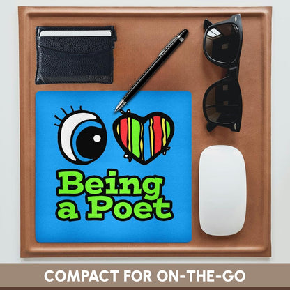3dRose LLC 8 x 8 x 0.25 Inches Mouse Pad, Bright Eye Heart I Love Being a Poet (mp_105785_1)