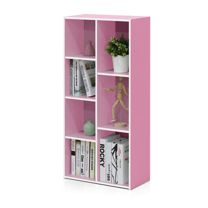 Furinno Estante Organizador Reversible de Cubos, Placa de Partículas, Blanco - Blanco - Rosa - 7-Cube