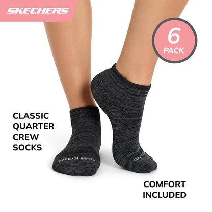 Skechers 6-pack Performance Quarter Crew Socks, & Cushioned Footbed Calcetines Mujer