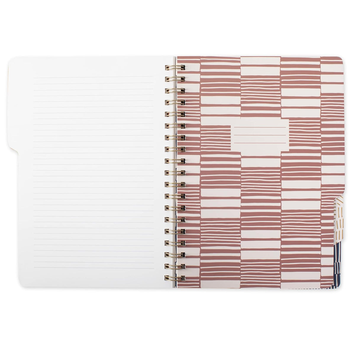 Fringe Studio - Cuaderno de pestañas grandes, líneas tribales, cubierta flexible de tapa blanda, reglas universitarias, 5 divisores de sujetos/troquelados, 7.25 x 10 pulgadas, 180 páginas forradas