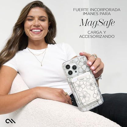 Case-Mate Funda magnética para iPhone 16 Pro Compatible con MagSafe, protección contra caídas de 12 pies - Floral Gems