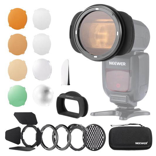NEEWER Anillo Adaptador de Cabeza de Flash Cuadrado de Silicona con Cabezal de Flash Redondo Magnético Kit de Gel de Color para Z760 NW760 NW700 NW620 NW635II TT560 Speedlite de Cabeza Cuadrada, CRM3
