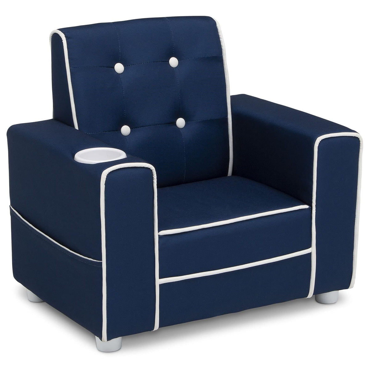 Delta Children Silla Infantil Tapizada Chelsea con Portavasos - Color: Azul Marino
