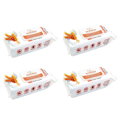 Best Pet Supplies Toallitas de Aseo para Perros y Gatos - 100 Pack x 4 - Avena calmante (sin perfume)