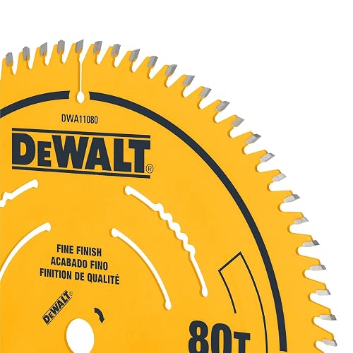 DEWALT - Hoja de sierra de mesa, 10 pulgadas, 80 dientes, acabado fino, carburo ultra afilado (DWA11080)