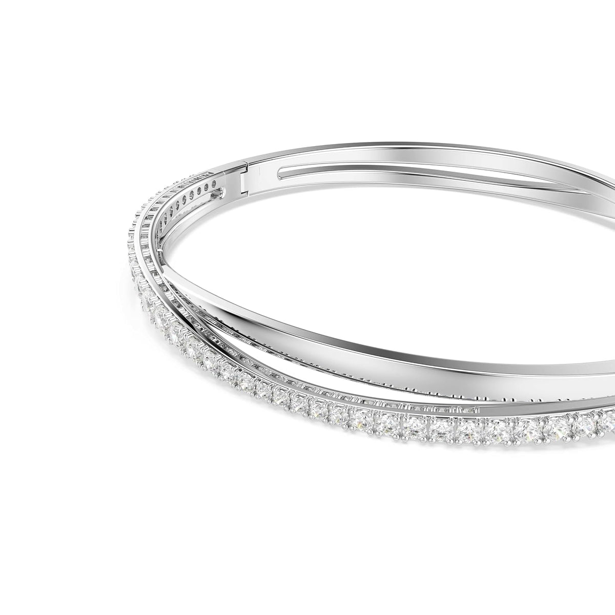 SWAROVSKI Twist Rows Crystal Bracelet Collection, Rhodium & Rose Gold Tone Finish, Clear Crystals