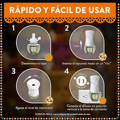 Air Wick Repuestos para Aromatizante Eléctrico, Flor de Cempasúchil, 4 Piezas de 20 ml c/u