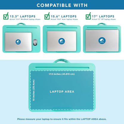 LapGear - computadora de Regazo Original - Grande (18 x 13 Pulgadas) | Se Adapta a portátiles de hasta 17.3 Pulgadas | Acolchado con Reborde del Dispositivo, Bandeja para lápices y Mango | Portátil y