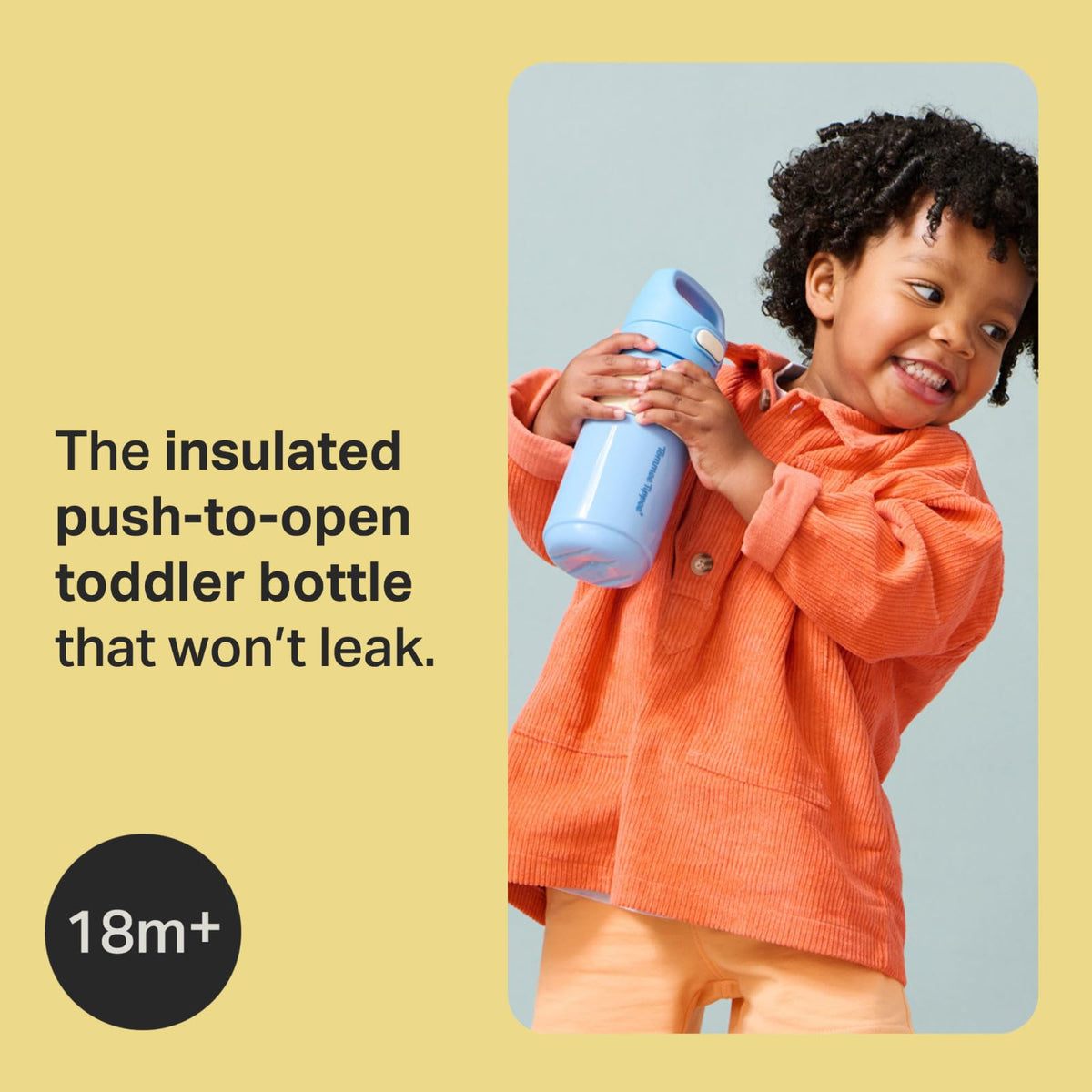Tommee Tippee Insulated Flip Top Sporty Spill-Proof Toddler Water Bottle for 18 Months+, 11 oz, Push-to-Open Lid Helps Keep Spout Clean, Pack of 2, Blue and Red