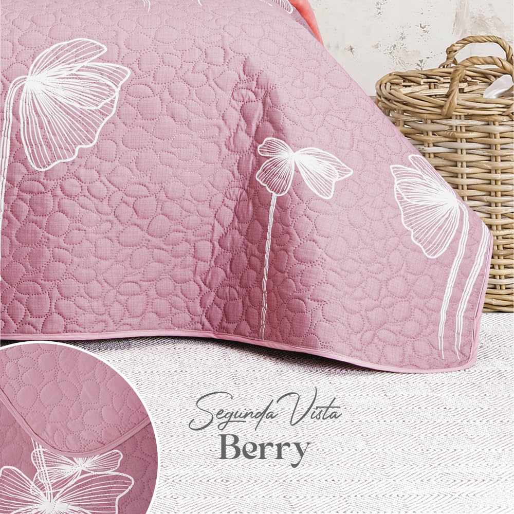 Colchas Concord Edredón, Color Berry, 100% Poliéster, Tamaño Matrimonial, Queen Size, Acolchado Suave para Ropa de Cama y Recámara, Colcha Acolchada para Cama, 1 Pieza