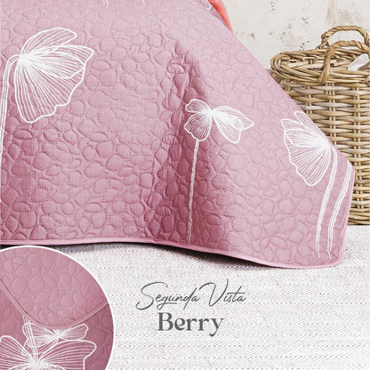 Colchas Concord Edredón, Color Berry, 100% Poliéster, Tamaño Matrimonial, Queen Size, Acolchado Suave para Ropa de Cama y Recámara, Colcha Acolchada para Cama, 1 Pieza