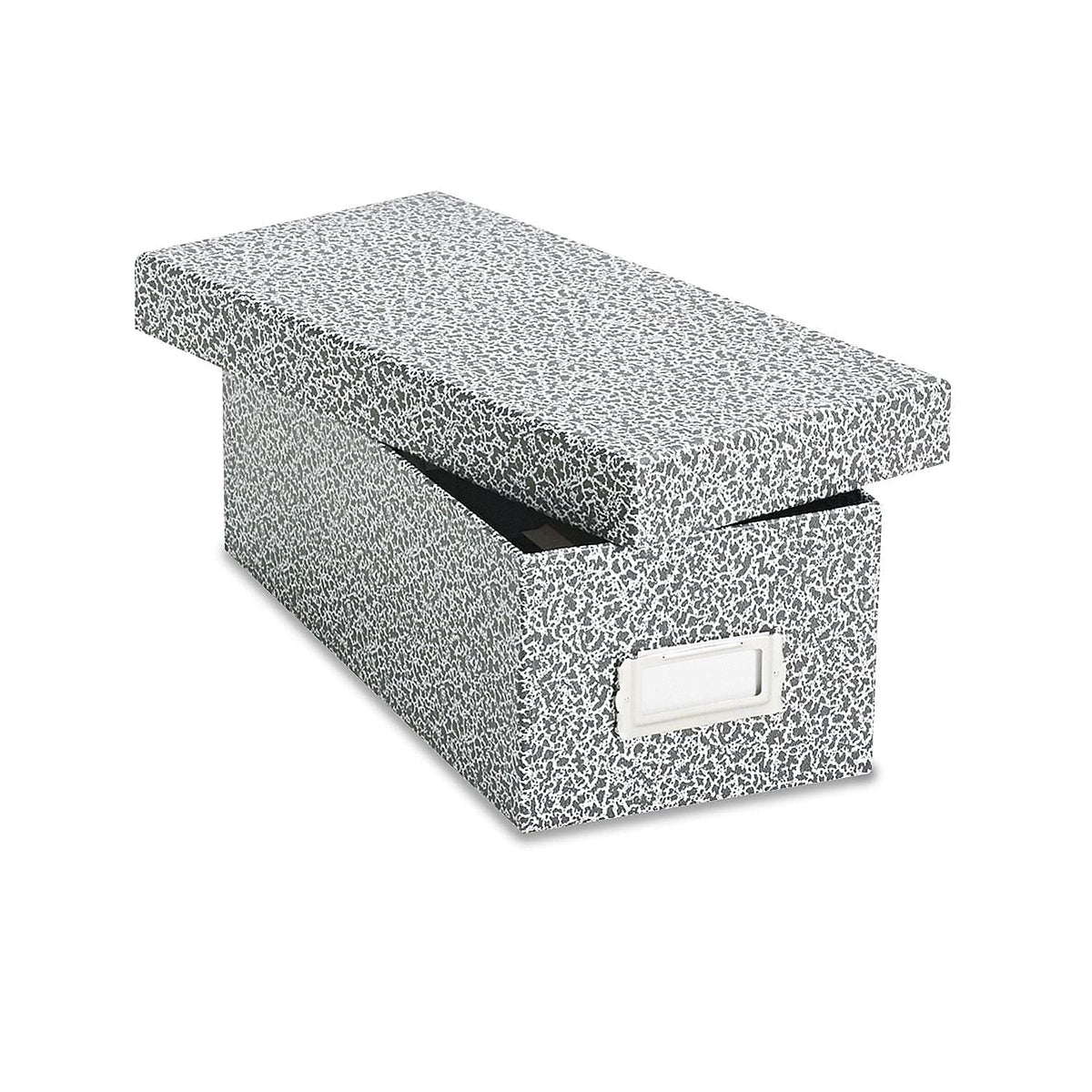 Oxford 40588 - Caja de almacenamiento para fichas con tapa abatible, color ágata negro y blanco, Negro, 3" x 5"