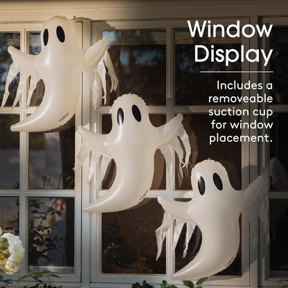FUNBOY - Decoración Colgante de Fantasma de Halloween (Paquete de 3) – Incluye ventosas y Perchas, Decoraciones espeluznantes para Interiores y Exteriores