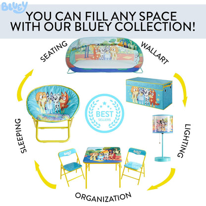 Idea Nuova Bluey - Baúl de almacenamiento plegable de tela duradera con tapa suave, 28.5 x 14.5 x 16 pulgadas, organizador de habitación para niños