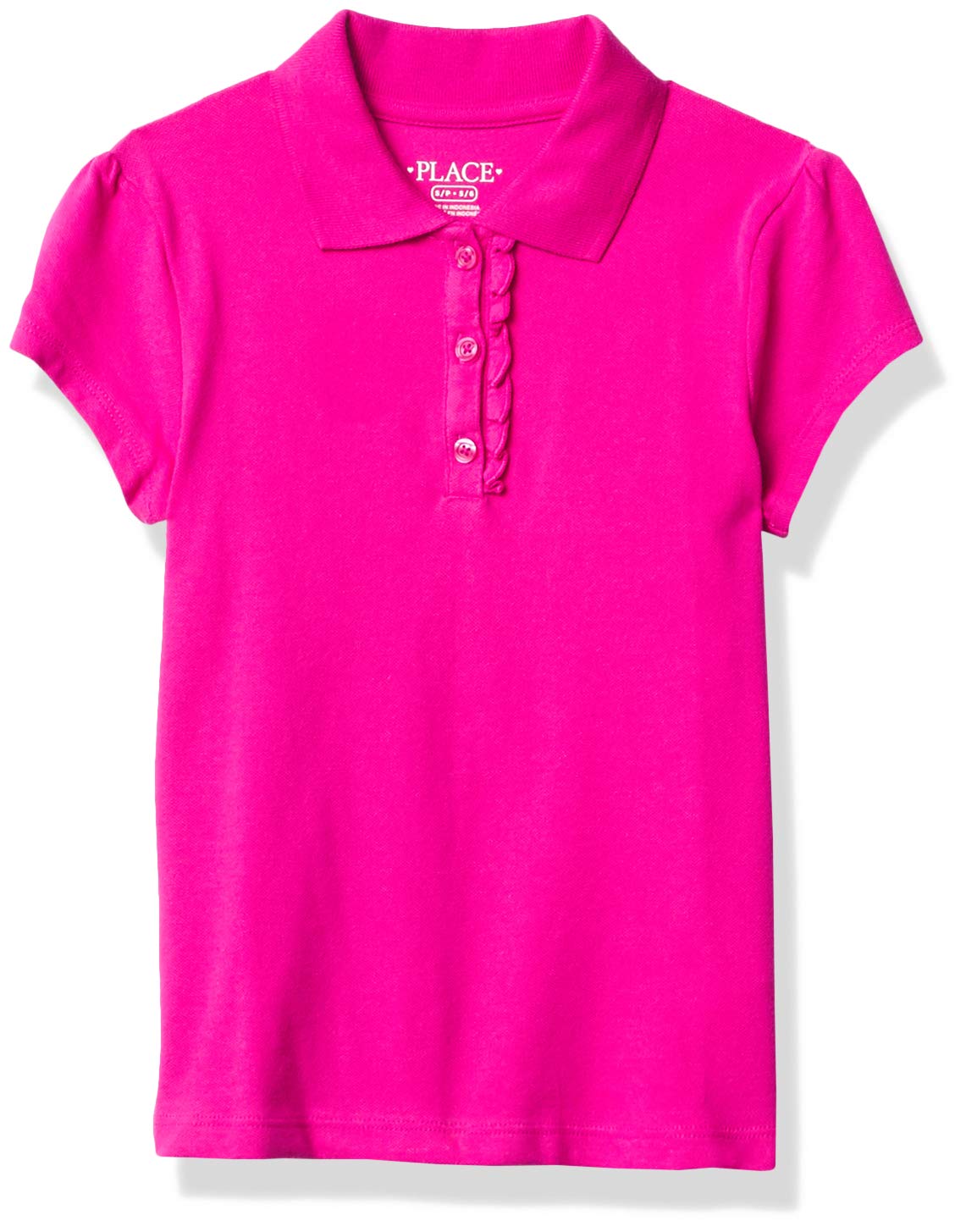 The Children's Place Polo Piqué de Manga Corta con Volantes para Niña - Estándar - XS - Aurora Pink Single