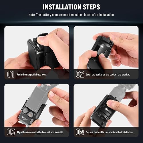 NEEWER Basics Soporte Magnético Compatible con dji Osmo Pocket 3 Xtra Muse | Soporte Ajustable 180°, Soporte Plástico Cámara, Adaptador Multifunción Expansión Accesorios Para Grip Batería Pocket 3,AC015