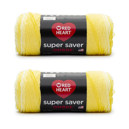 Red Heart Super Saver Jumbo Estambre Acrílico Degradado, Paquete de 2 - Sunny Yarn Ombre