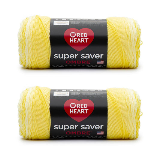 Red Heart Super Saver Jumbo Estambre Acrílico Degradado, Paquete de 2 - Sunny Yarn Ombre