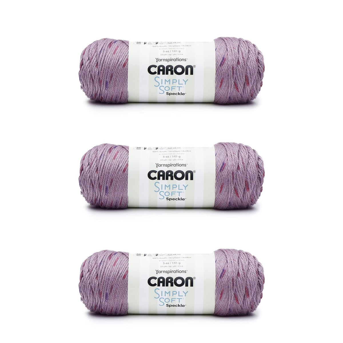 Caron Simply Soft Estambre Acrílico Diseños Especiales, Paquete de 3 x 141 g - Snapdragon Speckle