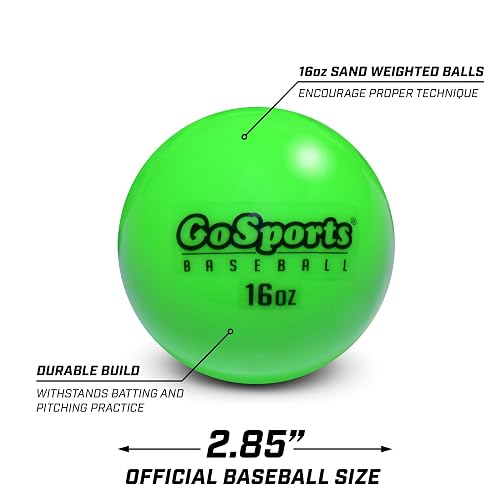 GoSports Pelotas de Entrenamiento con Peso, Entrenamiento de Golpe y Lanzamiento para Todos los Niveles de Habilidad, Mejora la Potencia y la mecánica, Elige béisbol o sóftbol