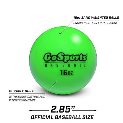 GoSports Pelotas de Entrenamiento con Peso, Entrenamiento de Golpe y Lanzamiento para Todos los Niveles de Habilidad, Mejora la Potencia y la mecánica, Elige béisbol o sóftbol