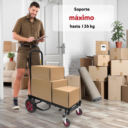 Pyle Carro de Mano 8 en 1 Ajustable Profesional, Capacidad de 150kg, Carro de Plataforma Plegable y Ligero, Ideal para Equipaje, Mudanzas, Almacenes y Envíos, Se Extiende de 64 cm a 101 cm