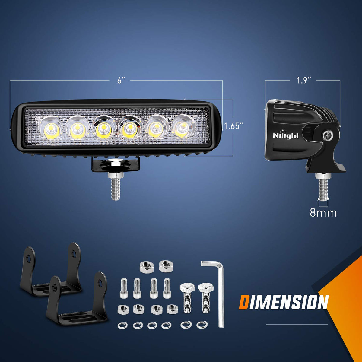 Nilight - Barra de luz LED (2 unidades, 18 W), 4PCS 18W LED LIGHT