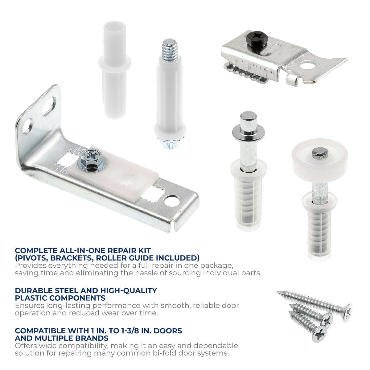 Prime-Line Kit De Reparación De Herrajes Para Puertas N 7534 | Zinc, 1 A 1-3/8 Pulgadas Grosor, Hasta 50 Lb, Incluye Soportes Superior E Inferior, Pivotes Superior E Inferior, Rueda Guía