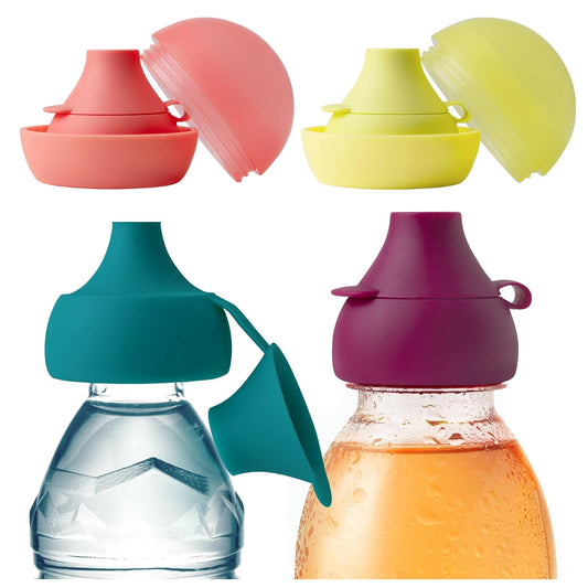 Boon Snug Sip - Tapones universales para botellas de agua y jugo, tapas de | Botellas de agua y jugo, tapas de conversión de boquilla suave, válvulas a prueba de derrames, cubiertas de botella de