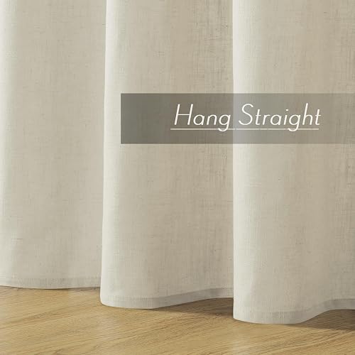 Joydeco - Juego de Cortinas de Lino de 96 Pulgadas de Largo, 2 Paneles para Sala de Estar, Cortinas filtrantes de luz de 96 Pulgadas de Largo, Cortinas de Sala de Estar de 96 Pulgadas de Largo (52 x