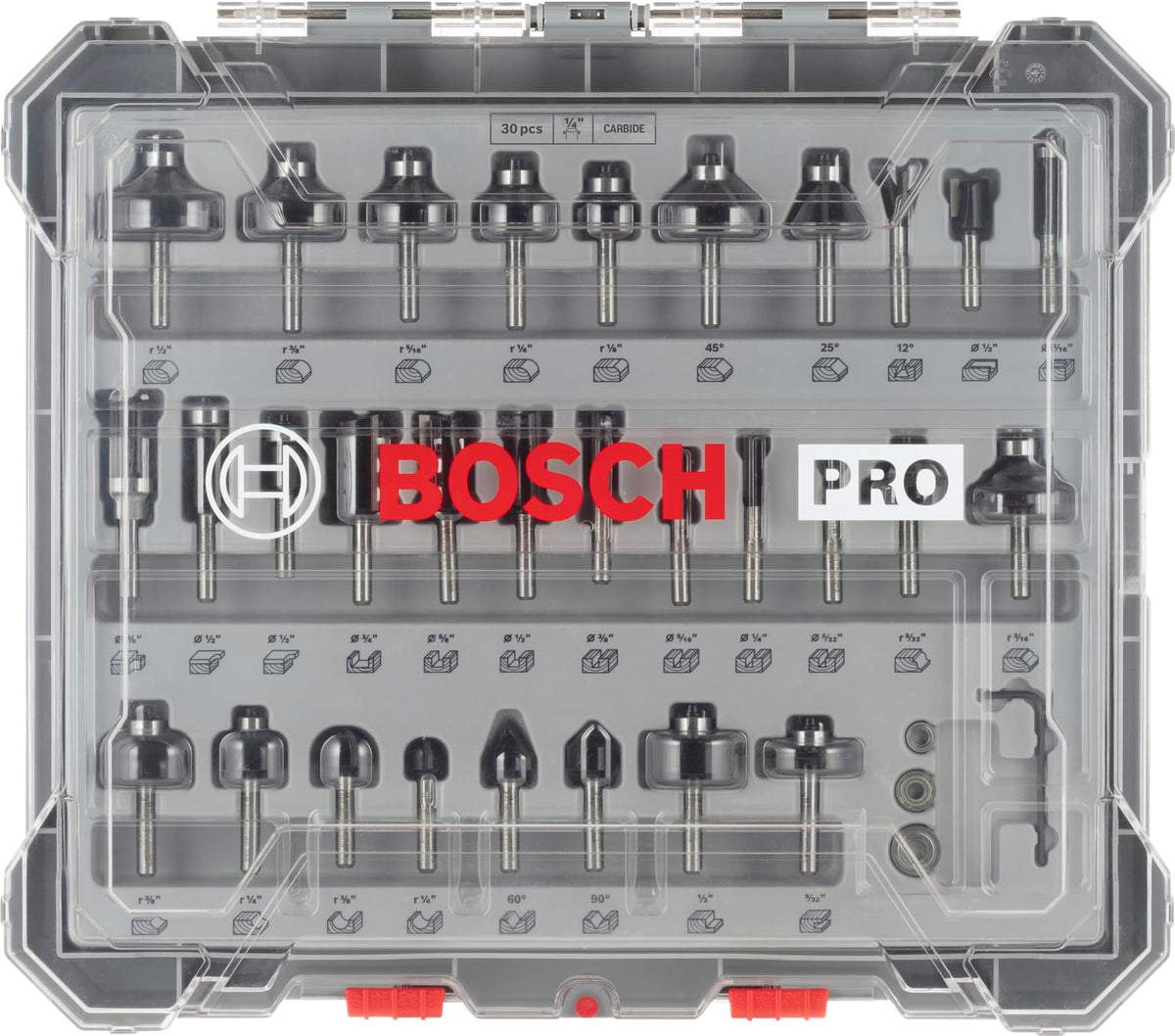 Bosch Juego de 30 brocas para madera para enrutador con vástago de 1/4 pulgadas