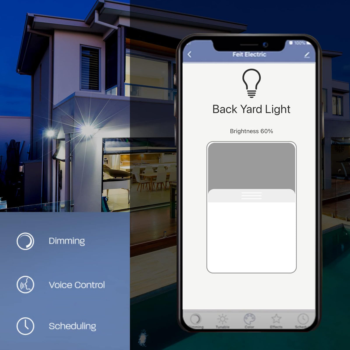 Feit Electric OM60/950CA/AG/3 60 W equivalente WiFi regulable, no requiere concentrador, Alexa o Google Assistant A19 LED Smart Light Bulb, 4.4" H x 2.4" D, 5000K luz de día, 3 piezas
