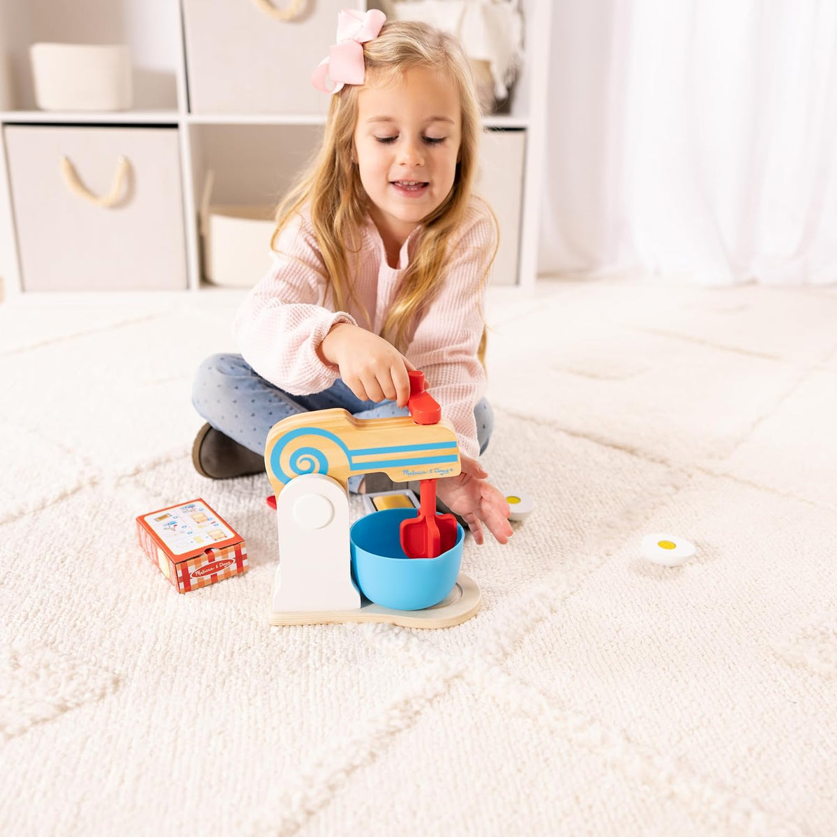 Melissa & Doug Set de Batidora de Madera para Preparar un Pastel (11 piezas) - Comida y Accesorios de Cocina de Juguete