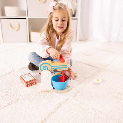 Melissa & Doug Set de Batidora de Madera para Preparar un Pastel (11 piezas) - Comida y Accesorios de Cocina de Juguete