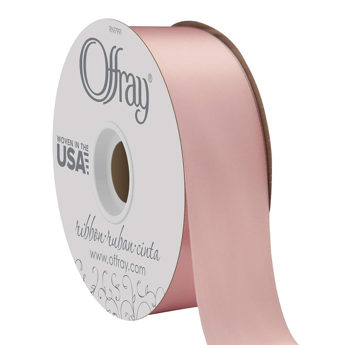 Offray Craft cinta de satén de doble cara, 7/20.3 cm de ancho por 20-Yard carrete, blanco antiguo, Azul claro, 1/4 Inch x 100 Yard, 1 - Rosa Blush - 50 Yards