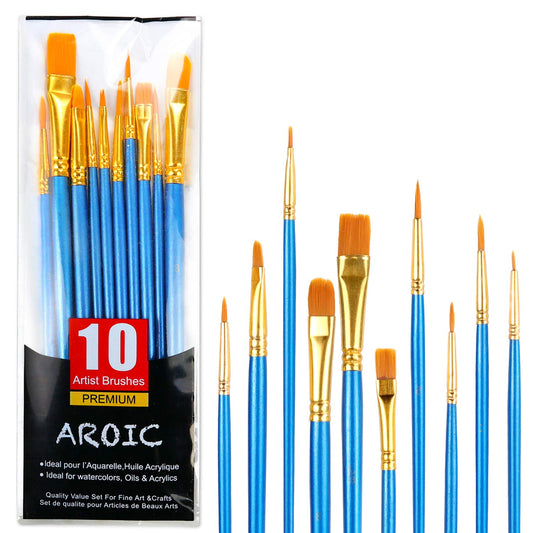 Juego de Pinceles de Pintura acrílica, 1 paquete/10 Pinceles de Acuarela, Pinceles de Nailon para Todo Uso, Pintura al óleo y Acuarela, Kits Profesionales