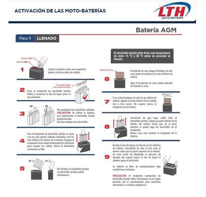 LTH Moto Batería AGM 12V 12Ah Modelo TX14AHL-BS