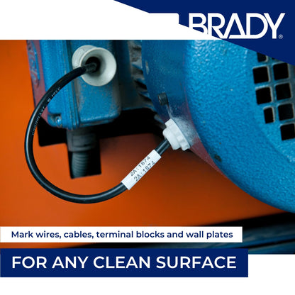 Brady Authentic (M4-11-498) Etiquetas de tela de vinilo multiusos reposicionables, 0.5 pulgadas de alto x 0.75 pulgadas de ancho, negro sobre blanco, 220 etiquetas