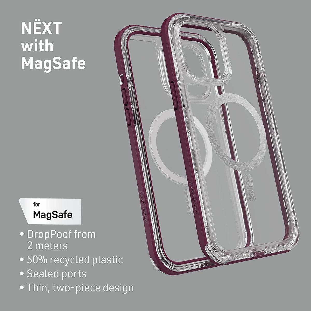 LifeProof Next Series con Funda MagSafe para iPhone 13 Pro (Solamente), Color Morado Esencial