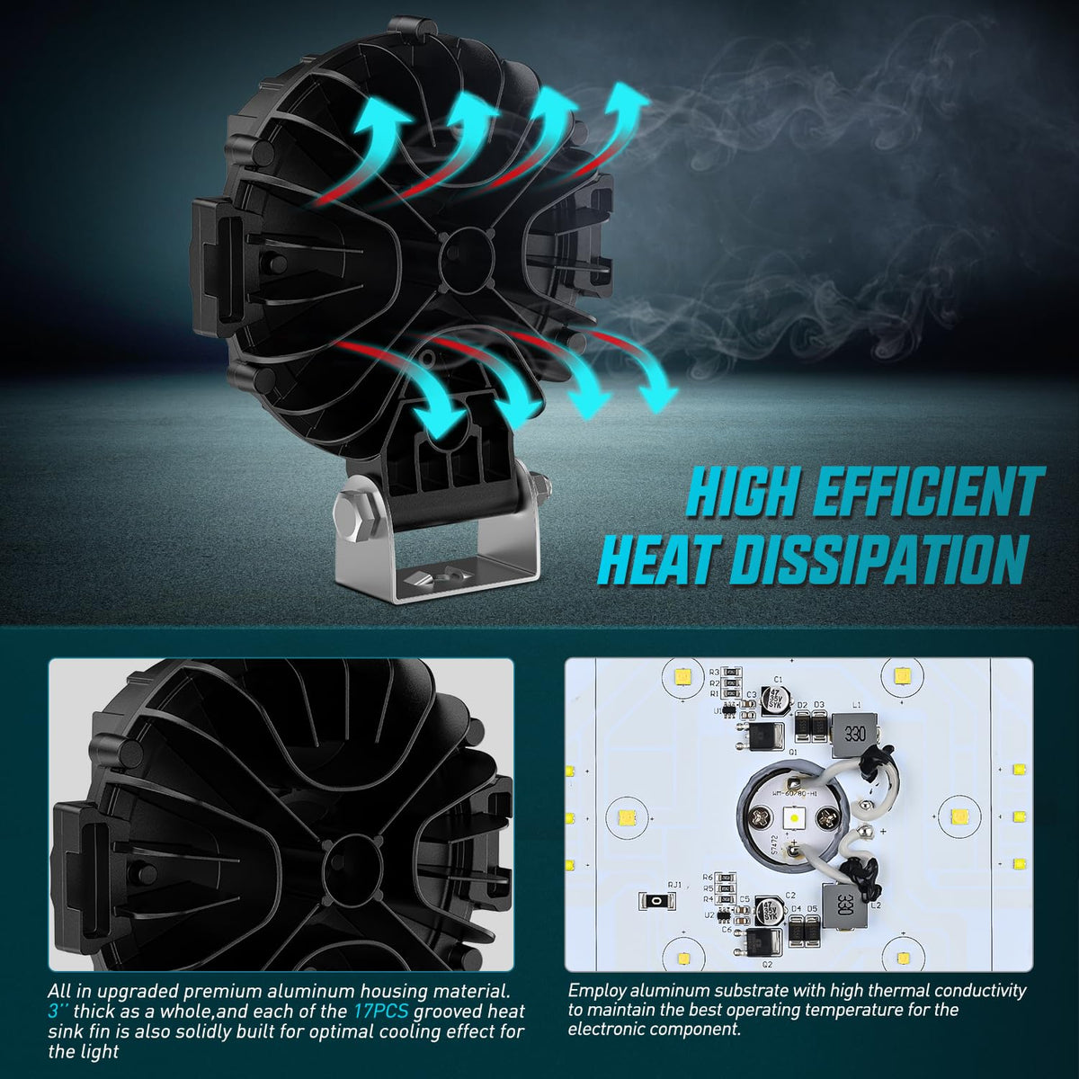 Nilight - Luces LED de conducción todoterreno de 7 pulgadas, haz alto y bajo, 2 unidades de 80 W, luz ámbar redonda, luz lateral, foco de inundación, luz antiniebla con conector DT de 16 AWG, kit de