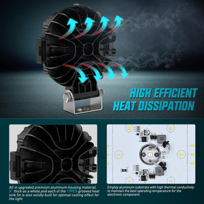 Nilight - Luces LED de conducción todoterreno de 7 pulgadas, haz alto y bajo, 2 unidades de 80 W, luz ámbar redonda, luz lateral, foco de inundación, luz antiniebla con conector DT de 16 AWG, kit de