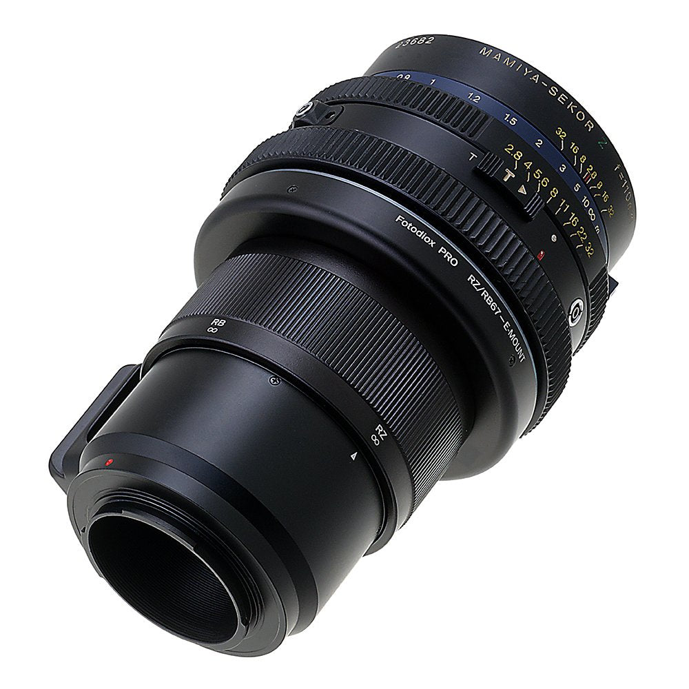 Fotodiox - Adaptador de Montura de Lente Pro con Barril de Enfoque, para Lentes Mamiya RB67 y RZ67 a Adaptador de cámara sin Espejo Sony E-Mount (APS-C y Marco Completo como NEX-7, a5100, a7II)
