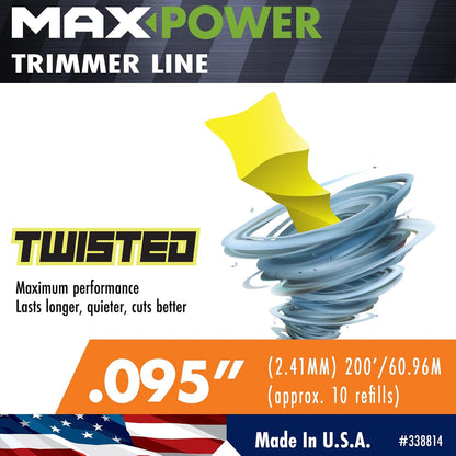 MaxPower 338814 - Línea recortadora trenzada de alta calidad de 0.095 pulgadas, longitud de 200 pies