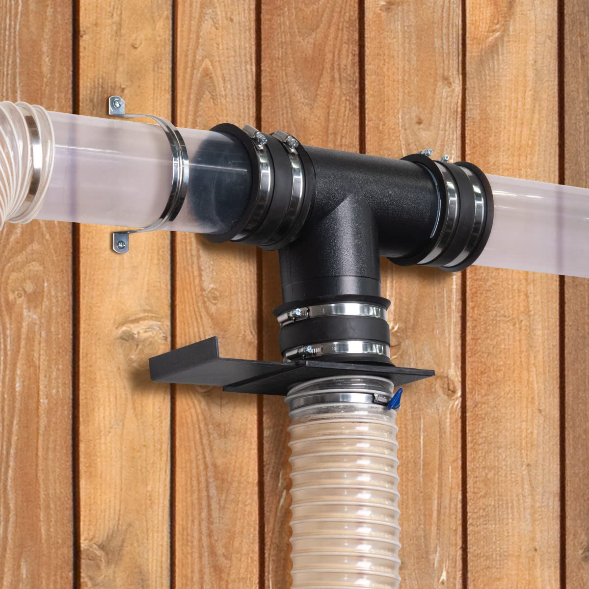POWERTEC 70149-P6 - Manguito flexible de control de polvo de 4 pulgadas con abrazaderas de manguera de acero, conector de manguera de goma para accesorios de recogida de polvo para carpintería, accesorios de colector de polvo y maquinaria, paquete de 6