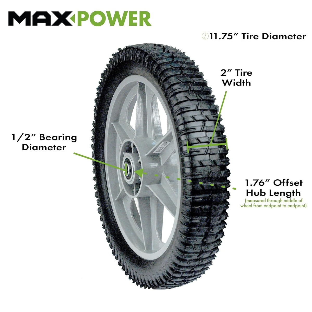Maxpower Rueda de Radios de Plástico 335112 | 12 pulgadas, Compatible con Poulan/Husqvarna/Craftsman