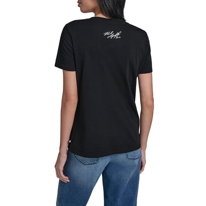 Karl Lagerfeld - Playera de Manga Corta con Cuello Redondo para Mujer