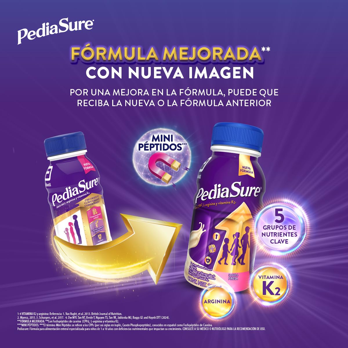 PediaSure Fresa - Alimentación Especializada Pack 24 de 237 ml | Formula especializada para niños de 1 a 10 años con 5 grupos de nutrientes clave que apoya el crecimiento de los huesos.