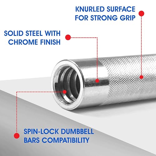 Yes4All Barra para Mancuernas de 1 y 1.15 Pulgadas para Mancuernas Ajustables 40, 50 y 60 Lb, Barra para Pesas, Conector de Mancuernas para Ejercicio y Entrenamiento en Casa