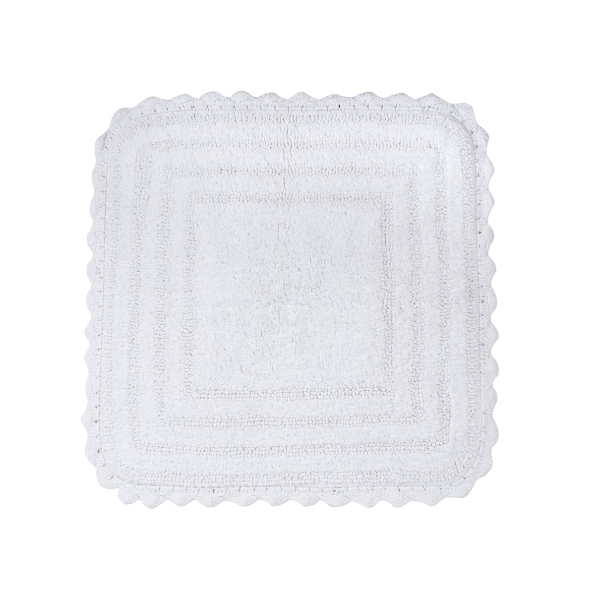 DII Ultra Soft Spa Cotton Crochet Oval Bath Mat or Rug Place in Front of Shower, Vanity, Bath Tub, Sink, and Toilet, 21 x 34" - White - 1'6" x 2'6" (Cuadrado) - Blanco
